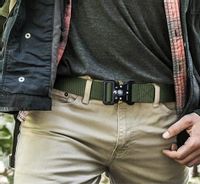 Pasek militarny  na zatrzask pas taktyczny parciany z kompasem zielony