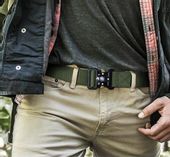 Pasek militarny  na zatrzask pas taktyczny parciany z kompasem zielony