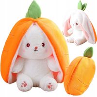 MIĘKKA MASKOTKA 2w1 KRÓLIK MARCHEWKA DUŻE USZY PLUSZAK POKROWIEC DUŻA 35 cm