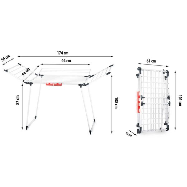 Suszarka na pranie stojąca rozkładana Lina 22 mb biała zdjęcie 5
