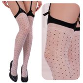 POŃCZOCHY DO PASA BIAŁE UROCZE KROPKI 20 DEN R2