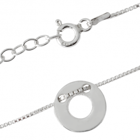 SREBRNA BRANSOLETKA CELEBRYTKA KÓŁKO Z DZIURKĄ PRÓBA SREBRA 925 GRAWER GRATIS zdjęcie 1