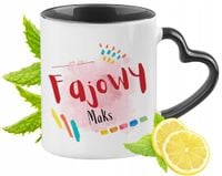 Dla Maksa Kubek Czarny Z Uszkiem W Kształcie Serca Na Prezent Z Nadrukiem