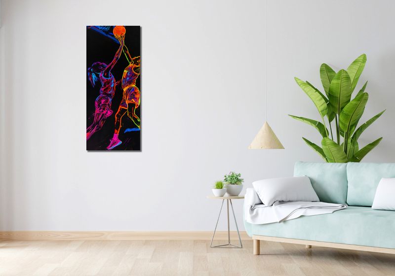 Obraz 40x100cm Mecz W Kosza zdjęcie 2