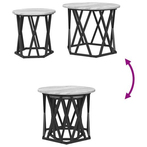 Zestaw Nesting Stolików 2 sztuki Szary Sonoma z drewna inżynieryjnego na Arena.pl