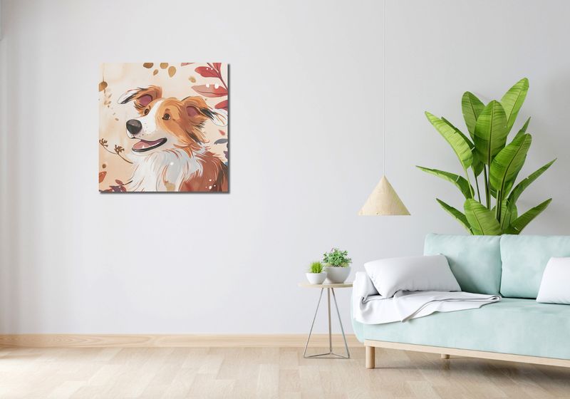 Obraz 70x70cm Collie Jesienną Porą zdjęcie 2