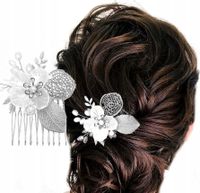 Mały Grzebyk Srebrny Ślub Ozdoba Do Włosów Kwiat