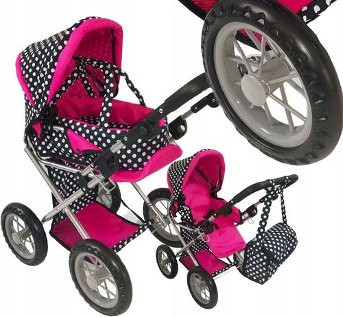 WÓZEK DLA LALEK SPACERÓWKA GONDOLA 3w1 DUŻE KOŁA na Arena.pl