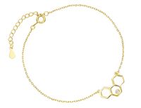 Delikatna pozłacana srebrna bransoletka celebrytka plaster miodu cyrkonia srebro 925 Z1904BG_W