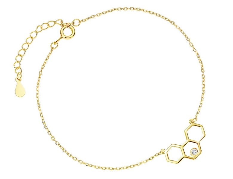 Delikatna pozłacana srebrna bransoletka celebrytka plaster miodu cyrkonia srebro 925 Z1904BG_W zdjęcie 1