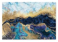 Plakat abstrakcja złota niebieska poziom 70x100 cm