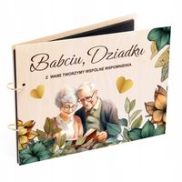 Piękny prezent na dzień babci i dziadka drewniany album wzory nadruk A4