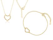 Delikatny pozłacany srebrny komplet celebrytka serce serduszko heart kolorowe cyrkonie srebro 925 Z1812ZG_MU