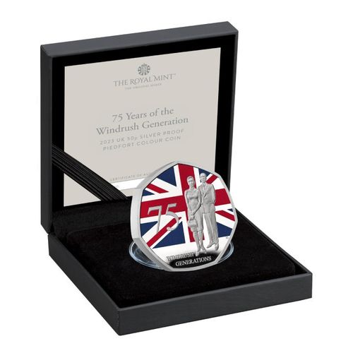 75 Years of the Windrush Generation kolorowany 50p Srebro 2023 Proof Piedfort na Arena.pl