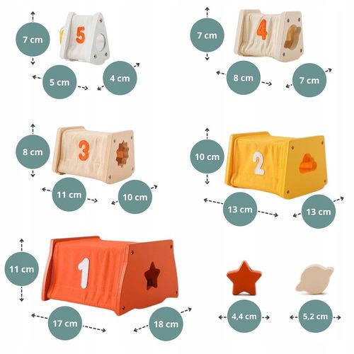 Drewniana piramidka edukacyjna Montessori sorter kształtów, labirynt, cyfry na Arena.pl