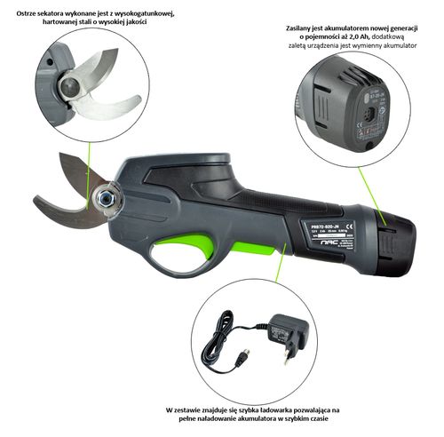 AKUMULATOROWY SEKATOR DO CIĘCIA GAŁĘZI NAC PRB72-B20-JN 7.2 V CIĘCIE 25 MM na Arena.pl