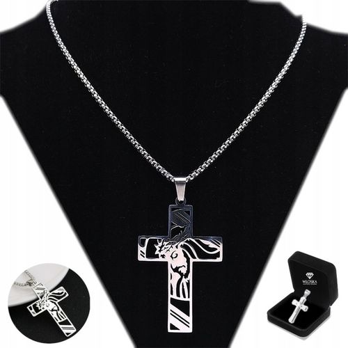 ŁAŃCUSZEK Z KRZYŻYKIEM Srebrny Męski Krzyż Łańcuch Naszyjnik WŁOSKI na Arena.pl