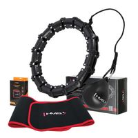 zestaw hula hop hhw02 black z wypustkami i obciążnikiem hms + pas br163 red
