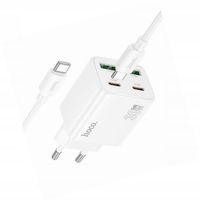 Biała ładowarka cztery porty USB-C 30W Hoco do iPhone 16 Pro