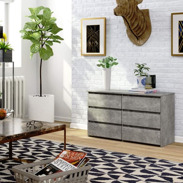 Komoda do salonu CL 100 cm 6 szuflad mała - beton zdjęcie 6
