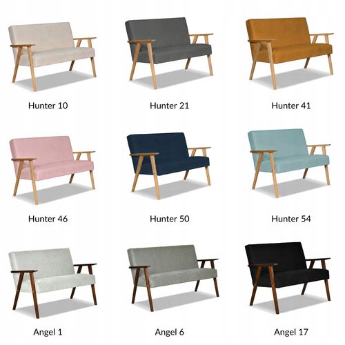 Sofa w stylu PRL retro vintage SOLER Family Meble musztardowy welur Hunter na Arena.pl