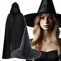 Czarownica Kostium Halloween Peleryna Kapelusz Strój Przebranie
