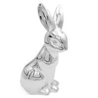 ZAJĄC WIELKANOCNY DUŻY 40cm SREBRNY ZAJĄCZEK FIGURKA CERAMICZNA DEKORACJA