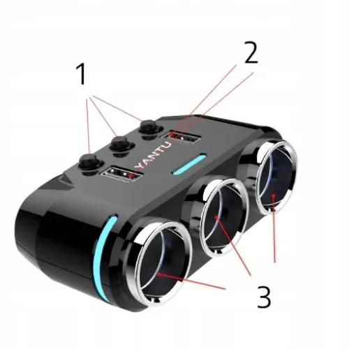 ROZDZIELACZ GNIAZDA ZAPALNICZKI 12V/24V ŁADOWARKA 3.1A + WOLTOMIERZ na Arena.pl