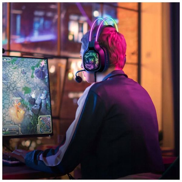 ONIKUMA SŁUCHAWKI GAMINGOWE X22 DLA GRACZY DO GRANIA Z MIKROFONEM RGB LED zdjęcie 5