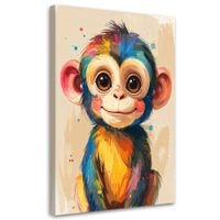 Obraz do pokoju dziecięcego salonu, Kolorowa małpka zwierzęta