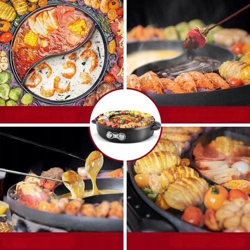 Grill Elektryczny Garnek Patelnia Elektryczna Stołowy Garnek Tajski 2W1 na Arena.pl