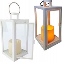 LATARENKA LATARNIA LED ZE ŚWIECĄ ŚWIECA NA BATERIE R6 BIAŁA LAMPION OGRÓD