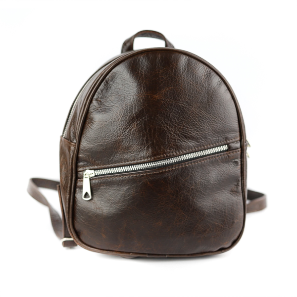 Pl-01 Plecak okrągły - gnieciony brąz KEMER zdjęcie 1