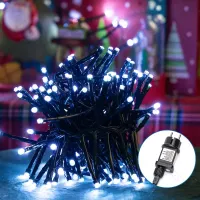 Sznur 5 m 200 LED zimnych lampek choinkowych IP44 z zasilaczem do dekoracji