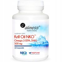 Aliness KRILL Oil NKO Omega 3 z astaksantyną OLEJ Z KRYLA 500mg 60 kapsułek