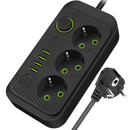 Listwa Zasilająca Przedłużacz Sieć 2m 3 Gniazda 5 x USB Ładowarka Włącznik na Arena.pl