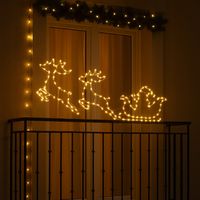 OZDOBA DEKORACJA ŚWIĄTECZNA LED RENIFERY SANIE MIKOŁAJ NA BATERIE TIMER