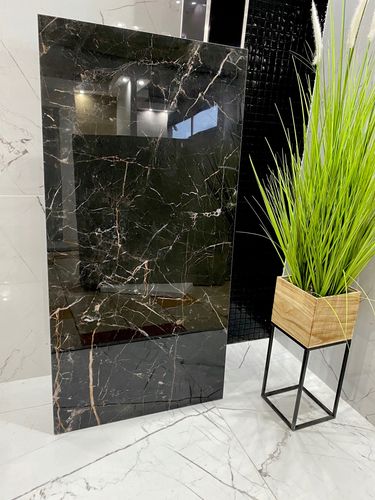 CZARNY GRES POLER 120X60 ze złotą nitką Wysoki POŁYSK - SUPER CENA!!! na Arena.pl