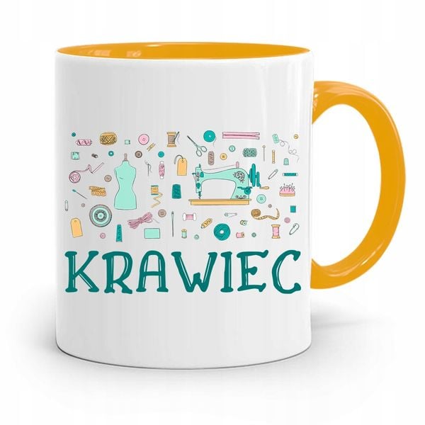 Kubek Żółty Dla Krawca Krawiec Prezent Z Nadrukiem Ze Zdjęciem zdjęcie 1