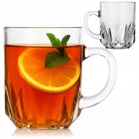 KUBEK SZKLANY TRADYCYJNY SZKLANKA Z UCHEM DO KAWY HERBATY 230 ML