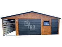 Garaż Blaszany 5,5x6 wiata okno drzwi  rynny Antracyt drewnopodobny TKD147