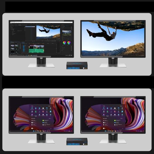 Przełącznik KVM DisplayPort 2xPC na 2 monitory 4K120Hz 8K60Hz USB3.0 na Arena.pl