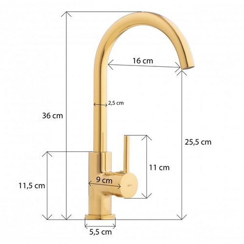 Zlewozmywak jednokomorowy z ociekaczem ADAL czarny z lewym ociekaczem + bateria złota na Arena.pl