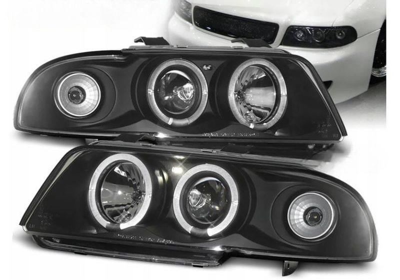 LAMPY REFLEKTORY DO AUDI A4 OD 1994 DO 1998. Roku SOCZEWKI RINGI LED zdjęcie 3