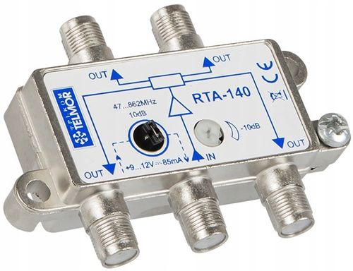 Wzmacniacz z rozdzielaczem Telkom-Telmor RTA-140 + wtyk F na Arena.pl