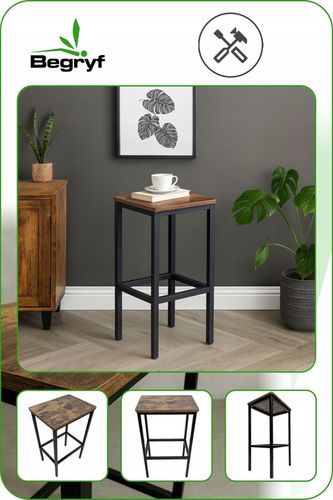 Hoker ciemny brąz taboret do kuchni barowy nowoczesny DO JADALNI LOFT na Arena.pl