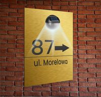 TABLICZKA ADRESOWA złota oświetlona pionowa numer domu 40x30 aluminiowa