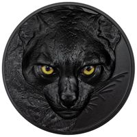 Palau: Hunters by Night - Ocelot kolorowany 2 uncje Srebra 2024 Obsidian Black