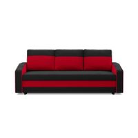 Kanapa z funkcją spania, AURELO, 220x92x92, czarny, czerwony | TYLETEGOTU