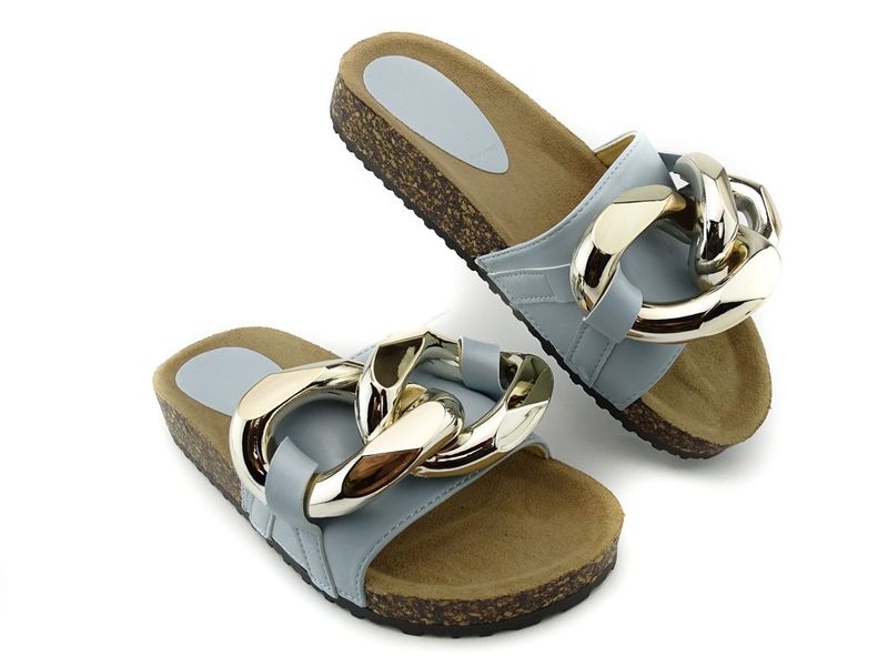 Błękitne klapki duży łańcuch 36 zdjęcie 1